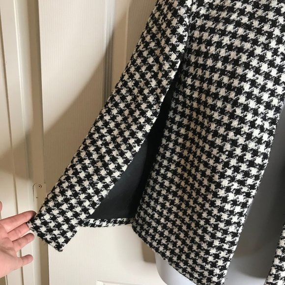 NWT SIX/FIFTY Women's Wrens Wool Blend Cape Black/Ivory Hounds Tooth ~ Size L - Picture 3 of 7